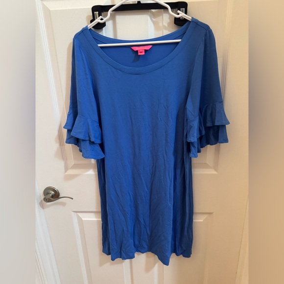 Lilly Pulitzer Dresses & Skirts - Lilly Pulitzer Blue Ruffle Sleeve Dress